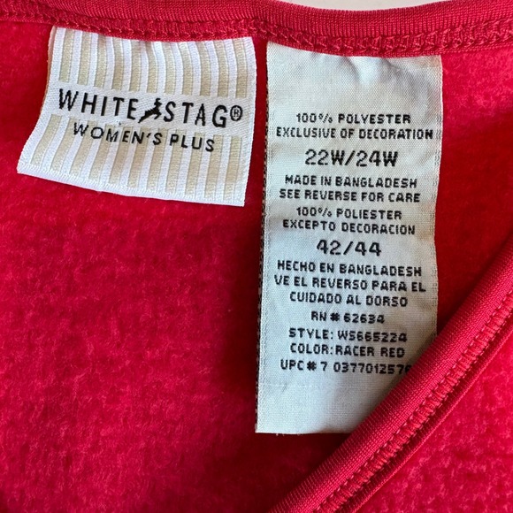 White Stag 22W/24W Embroidered Santa Fleece Sweater Red Christmas Grannycore Y2K - Picture 4 of 6